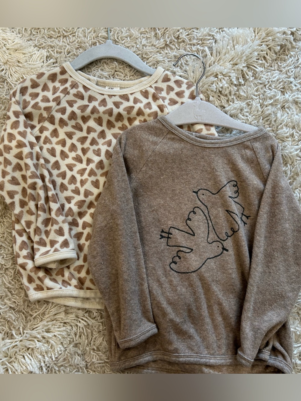 H&M Cream Sweatshirt with Brown Heart Print & Birds